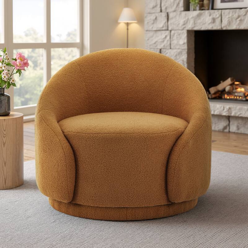 Modern Upholstered Swivel Barrel Chair Accent Lounge Chair