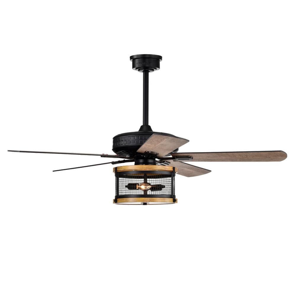 Carmella 25 Inch Industrial Style Lighted Ceiling Fan Cage with Remote