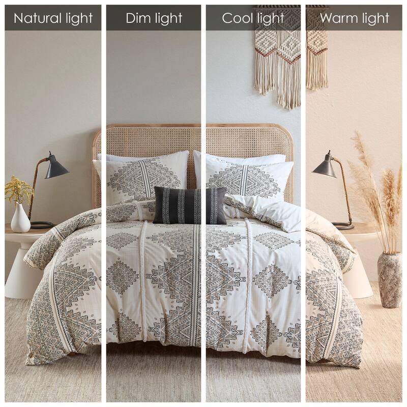 Madison Park Alba 4 Piece Printed Duvet Cover Set with Throw Pillow