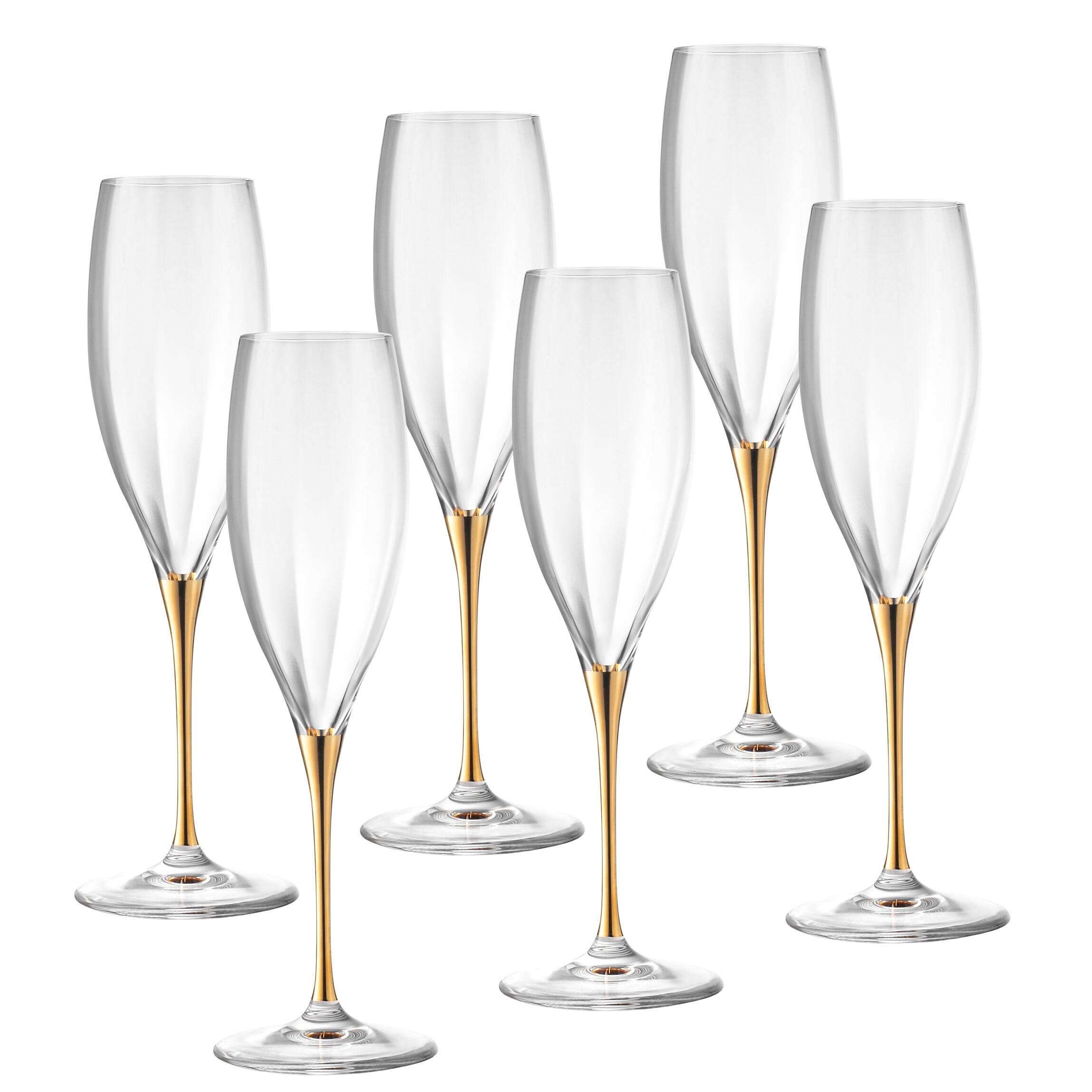 Majestic Gifts European Glass Toasting FlutesGold Stem11OzSet/6