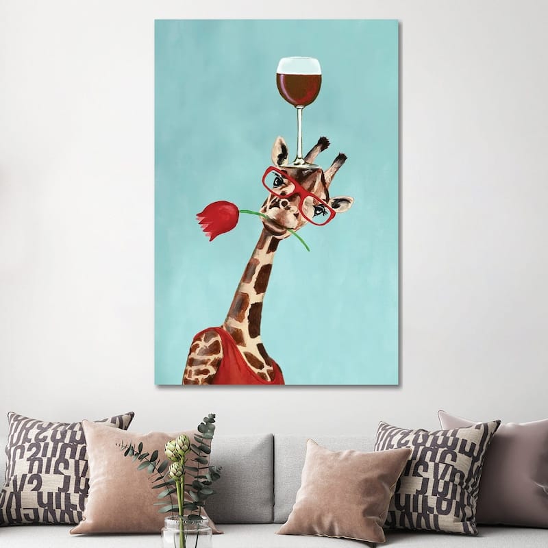 iCanvas "Giraffe With Wineglass" by Coco de Paris Canvas Print