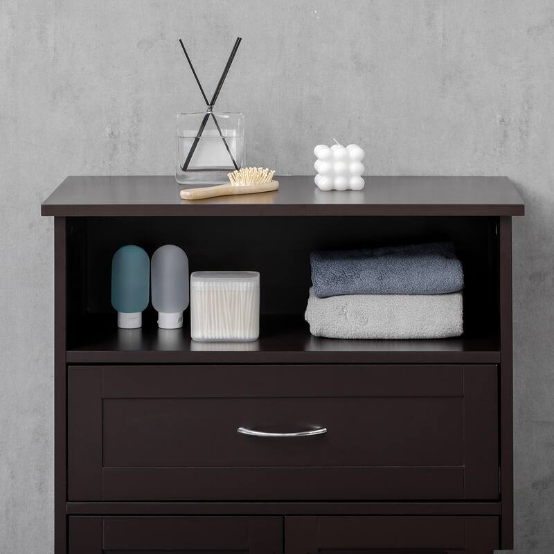 kleankin Modern Bathroom Storage Cabinet Free Standing Cupboard with Drawer and Adjustable Shelf - 11.75*23.5*42.75