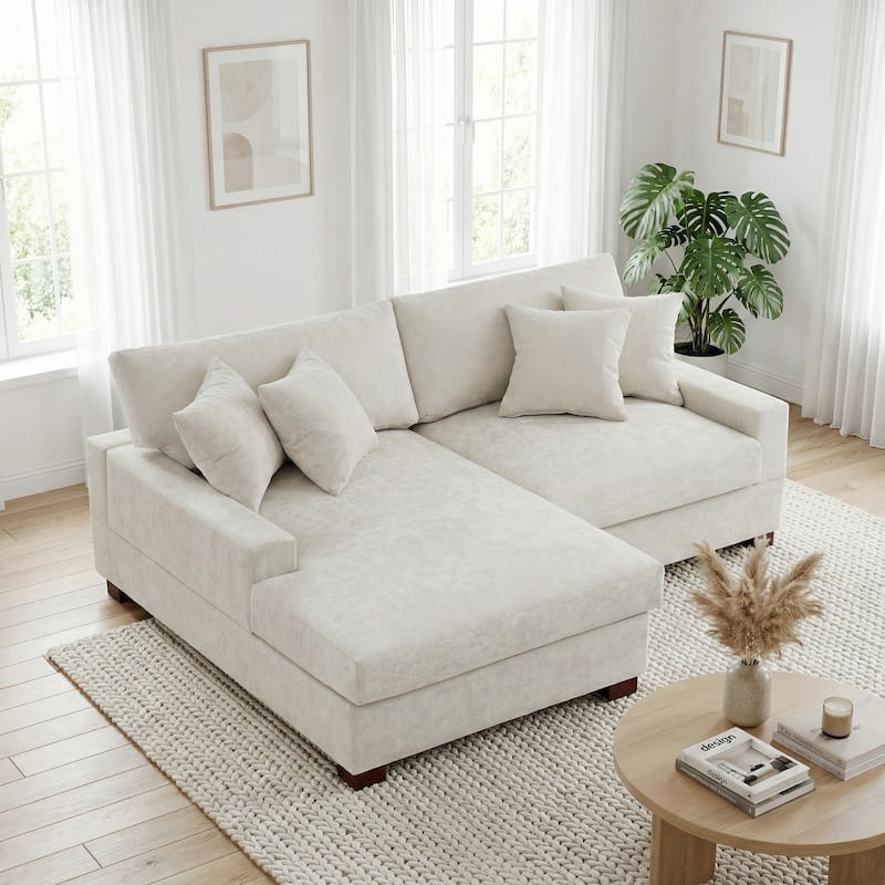 Modern Oversized Chenille Modular Sectional Sofa With Chaise