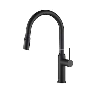High Arc Pull Out Single Level Lead Free Brass Kitchen Faucet with Sprayer and Magnetic Docking