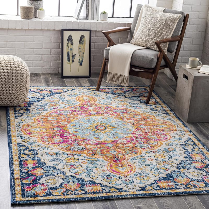 Livabliss Floransa Persian Medallion Area Rug - Orange/Pink - 6' 7" x 9'