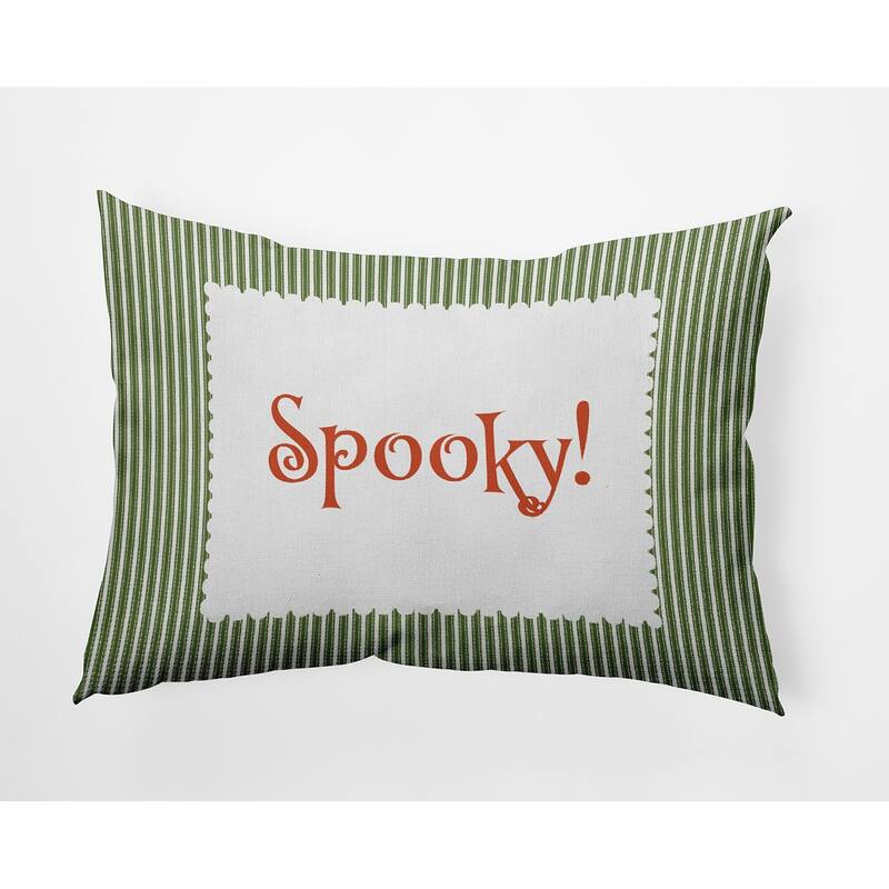 Halloween Spooky Ticking Indoor/Outdoor Throw Pillow - 14" x 20" - Scallion