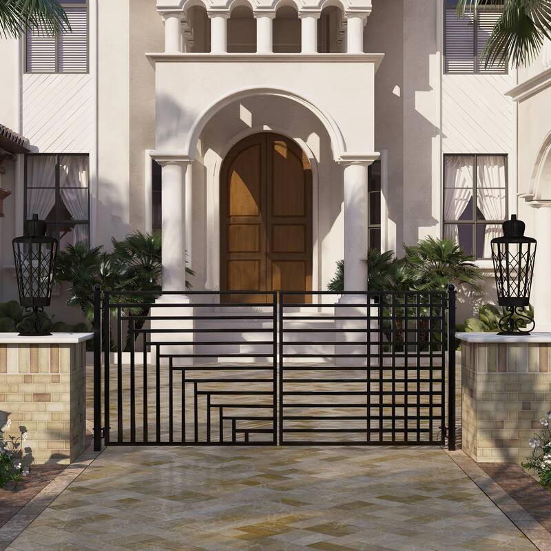 ALEKO Kyiv Style 12 x 6 feet Steel Dual Swing Driveway Gate with Opener
