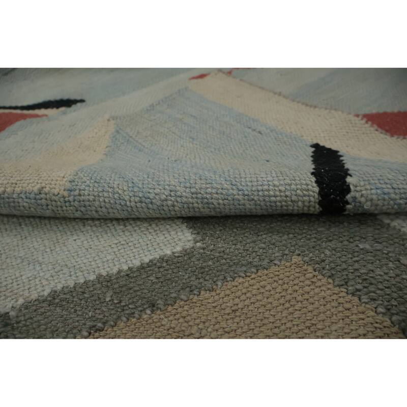 Hand Woven Oriental 100% Wool Carpet Southwestern Modern Greys & Charcoal Kilim Area Rug - 10' 0'' X 8' 0''
