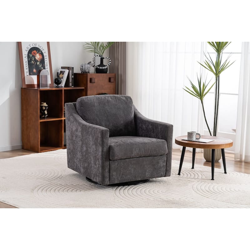 Modern upholstered Large swivel chair linen fabric comfortable to sit