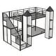 preview thumbnail 21 of 22, Twin over Twin Castle-shaped Bunk Bed with Wardrobe and Multiple Storage, Grey+White