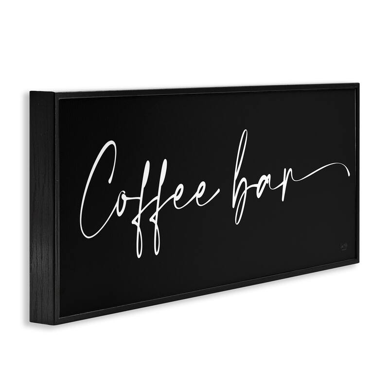 Stupell Coffee Bar Classy Script Text Black Background Sign Framed Wall Art, Design by Lux + Me Designs