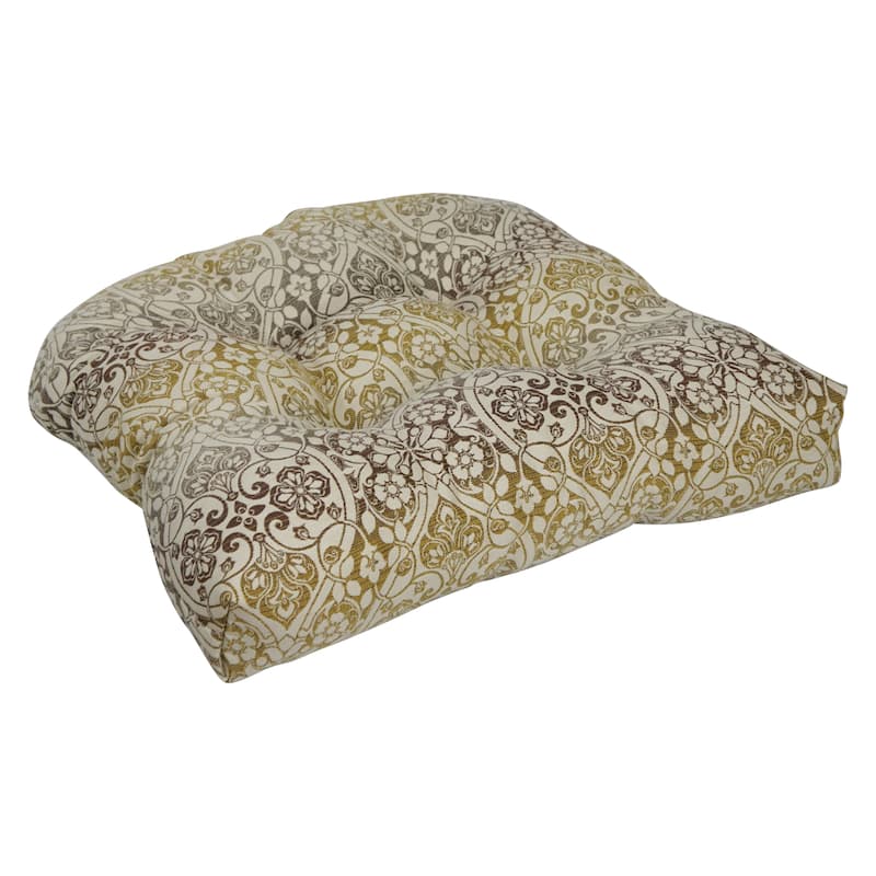 19-inch Rounded Back Premium Woven Outdoor Chair Cushion - 19 x 19 - Festive Mineral