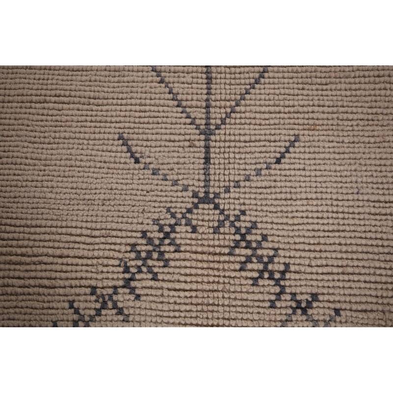 Geometric Ivory Moroccan Oriental Area Rug Handmade Wool Carpet - 9'0"x 13'3"