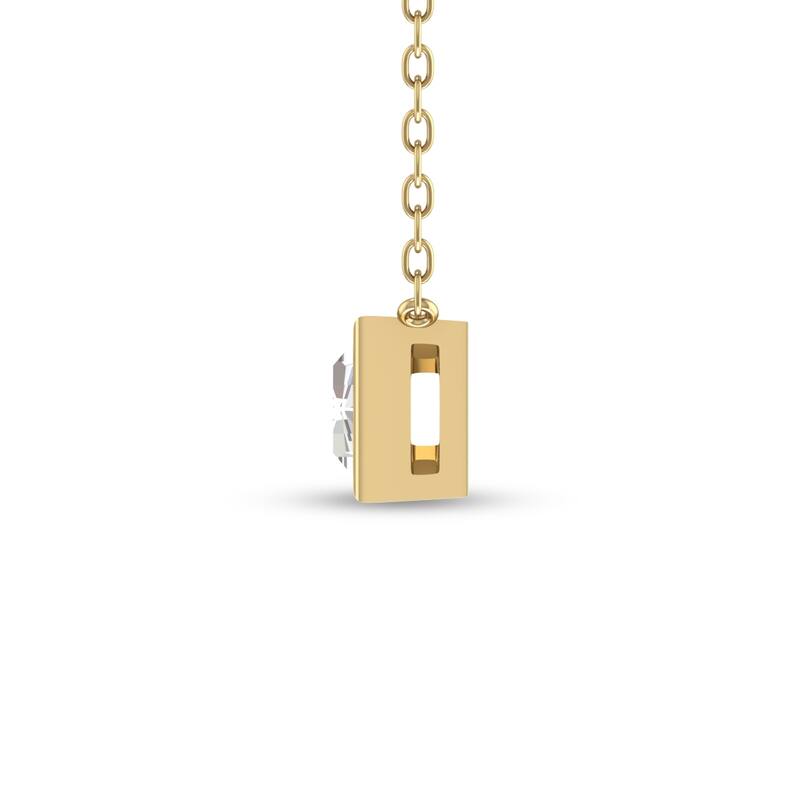 Marquee Lab Grown 1/4 Carat Baguette Bezel Set Diamond Solitaire Pendant in 14K Yellow Gold