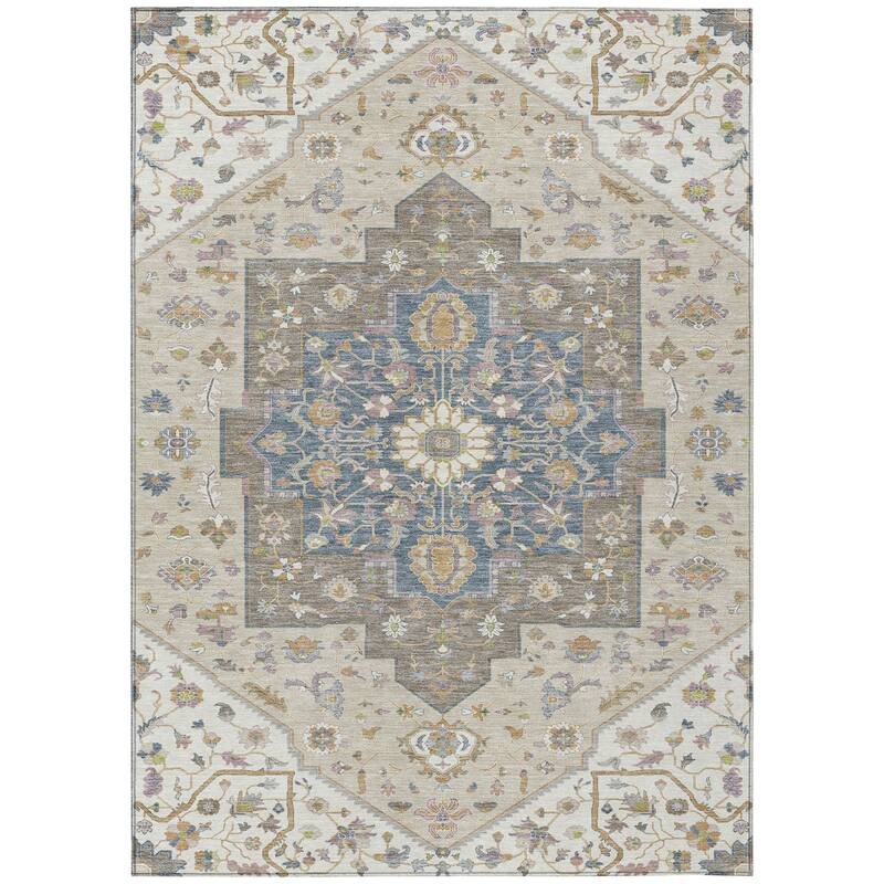 Machine Washable Indoor/ Outdoor Traditional Kolkata Chantille Rug