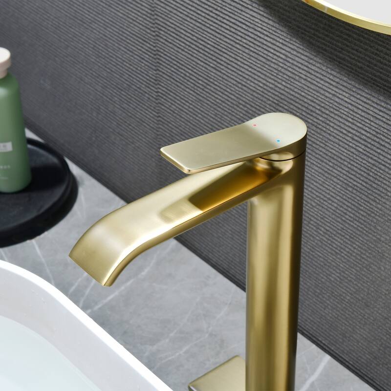 10.9"H Solid Brass Single-handle Bathroom Sink Faucet