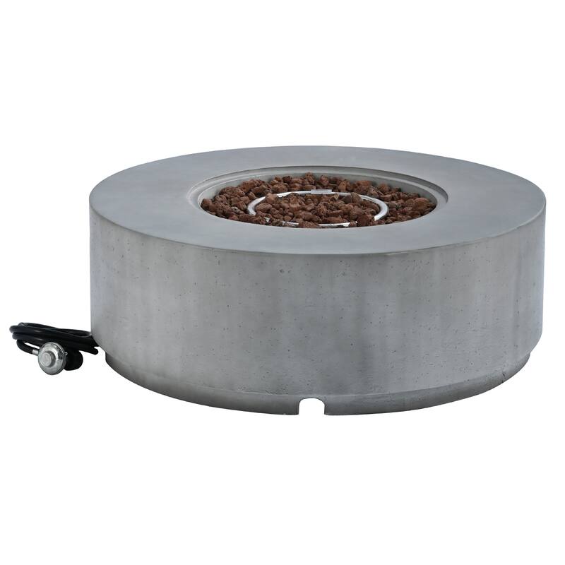 38.2" Round Outdoor Propane Fire Pit, Outside Fire Pit Table with 50000 BTU, Steel Burner, Lava Rocks, Waterproof Cover
