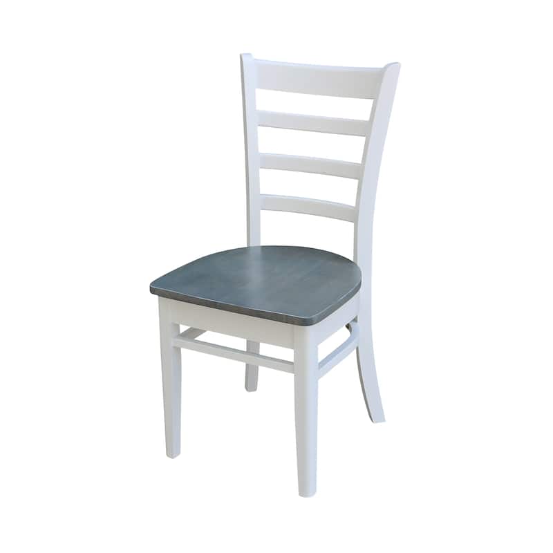 30" Round Top Pedestal Table with 2 Emily Chairs in White and Heather Gray