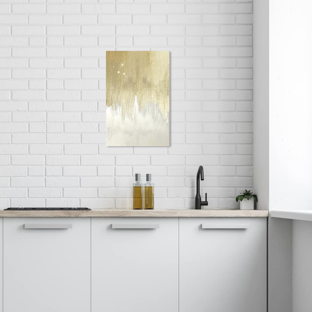 Wynwood Studio Canvas Abstract Golden White Starry Night Gold and Cream White Modern & Contemporary Wall Art Canvas Print