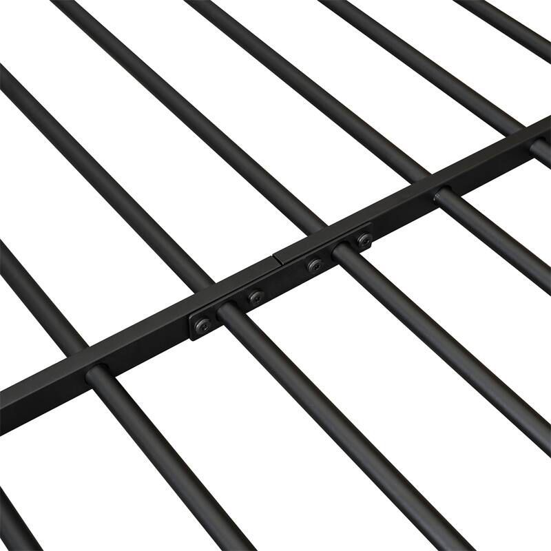 Full Size Metal Bed House Bed Frame with Shelves and Lights