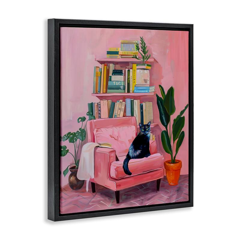 Stupell Calm & Cozy Pink Interior Framed Floater Canvas Wall Art Design By Lil' Rue
