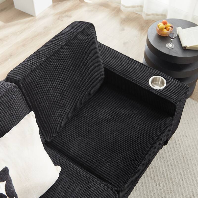 83.86"Corduroy Fabric sofa,Modern Compressed Couch,3-Seater Sofa, Furniture