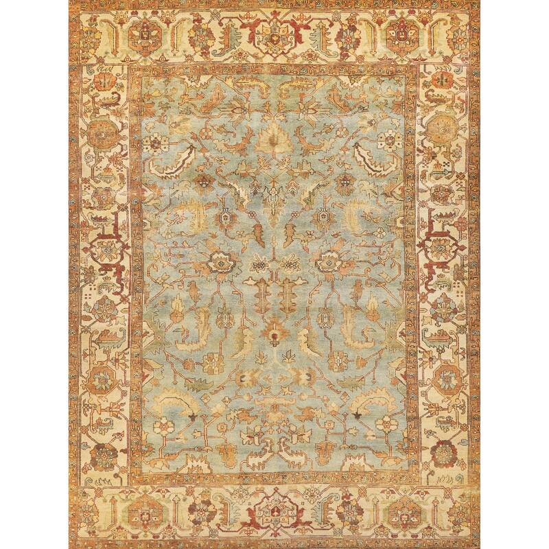EXQUISITE RUGS Antique Weave Serapi Hand-knotted New Zealand Wool Light Blue/Ivory Area Rug.