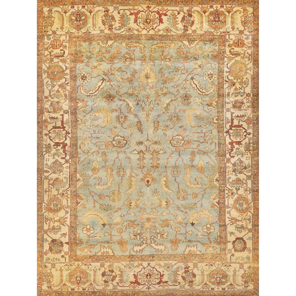 EXQUISITE RUGS Antique Weave Serapi Hand-knotted New Zealand Wool Light Blue/Ivory Area Rug.