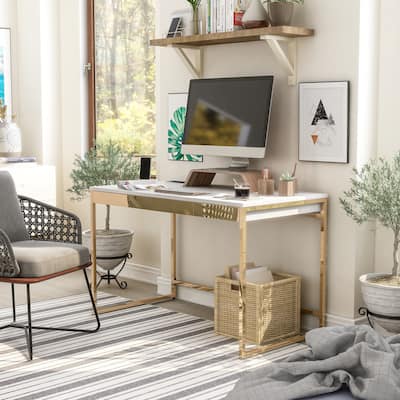 Arthur Modern 48-inch Steel Computer Desk with Charging Ports by Furniture of America