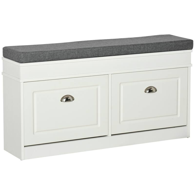 Entryway Shoe Bench Upholstered Seat Storage Bench with Flip Door, Comfortable Storage Bench Hallway Bench Indoor Bench