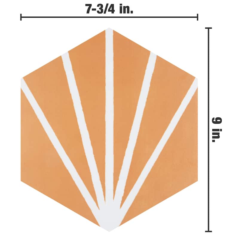 Merola Tile Horizon Dusk Hex Mostaza 7-3/4" x 9" Porcelain Floor and Wall Tile