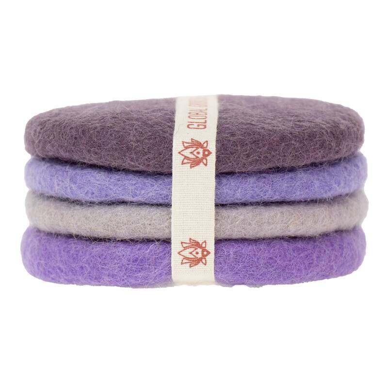 Handmade Felt Macaroon Coasters, Set of 4 - Lilac Dusk