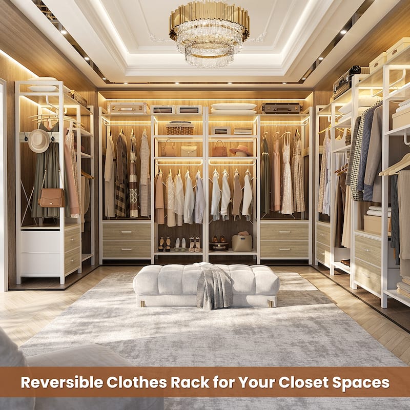 Garment Rack Heavy Duty Clothes Rack Free Standing Closet Organizer with Shelves and 2 hanging Rods