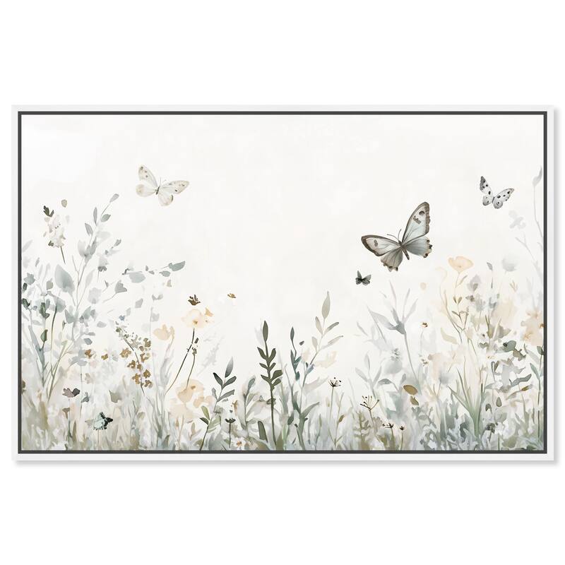 Butterfly Field Canvas by Art Remedy - White - 15" x 10"
