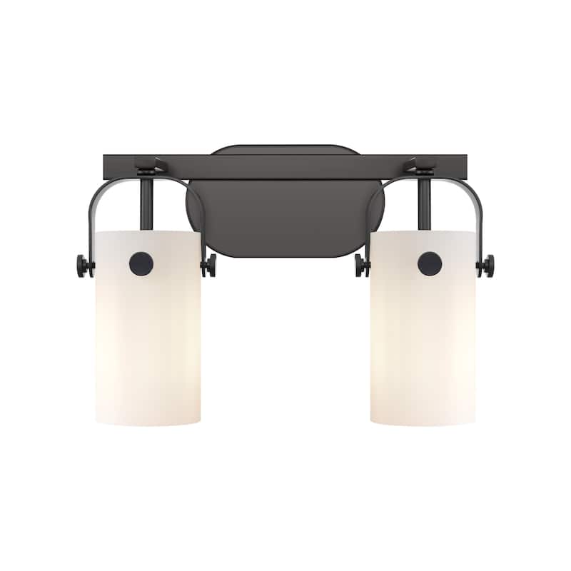 Innovations Lighting 423-2W-10-15 Pilaster II Cylinder Vanity Pilaster - Matte Black / Matte White