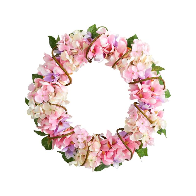 16" Hydrangea Artificial Wreath