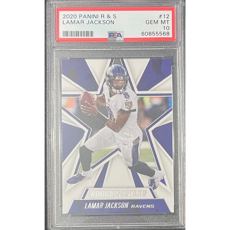 lamar jackson graded card 2018 PANINI DONRUSS OPTIC PURPLE STARS ROOKIE 25/25 BGS 9 - East Coast Connection GEM MT 10 Lamar Jackson 2020 Panini Rookies