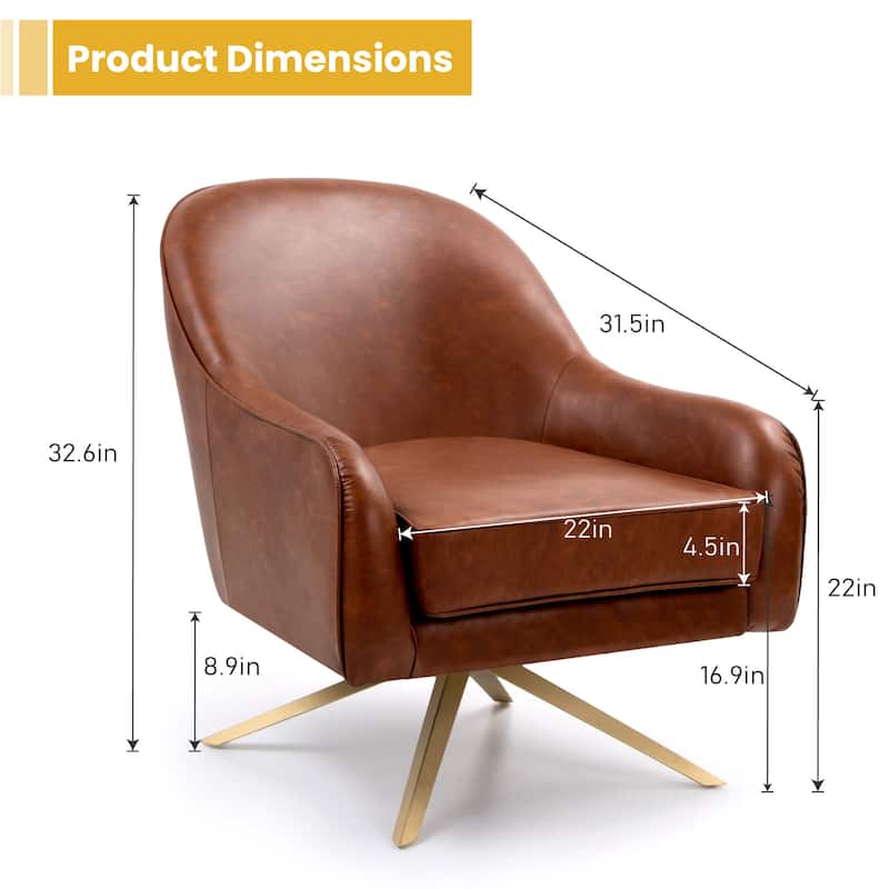 28.4'' W Faux Leather Swivel Accent Sofa Armchair