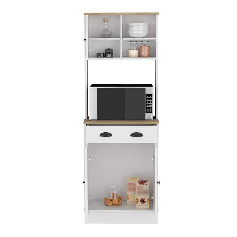 TUHOME Albany Kitchen Pantry with 2 Cabinets, 2 Open Shelves, and Drawer - N/A