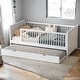 preview thumbnail 2 of 14, Kids Wood Semi-enclosed fence Platform Bed with Guardrail and Trundle