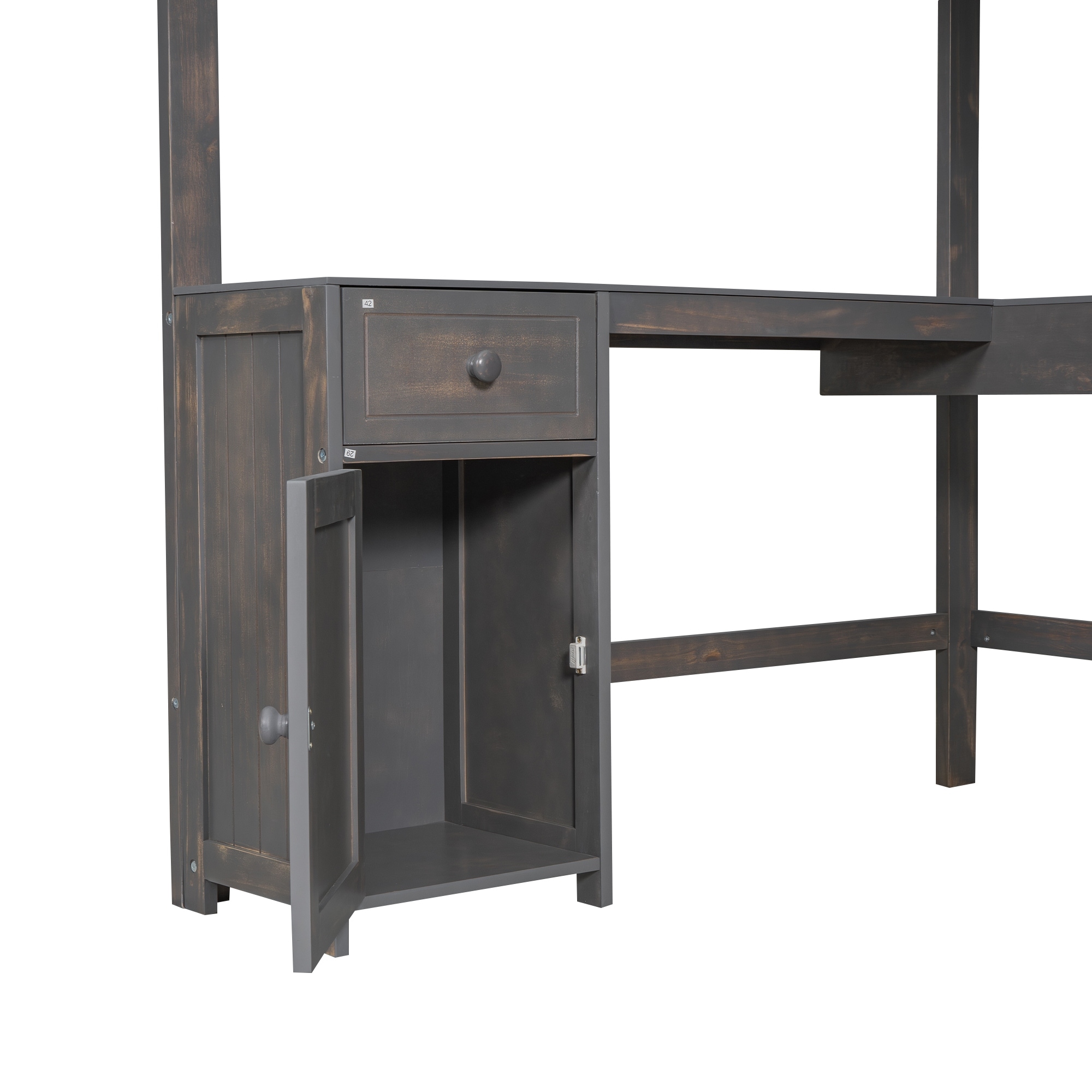 Full Loft Bed with U-shaped Desk, Drawers and Storage