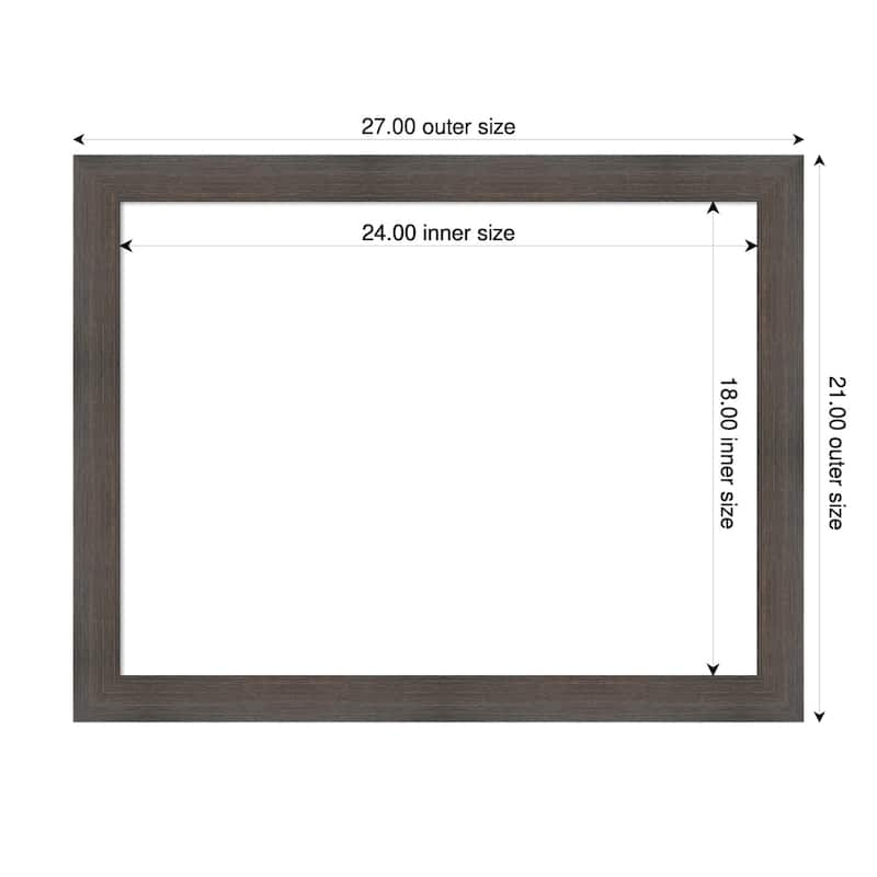 Amanti Art Hardwood Chocolate Narrow Framed Dry Erase Magnetic Board - 27 x 21 in - Hardwood Chocolate Narrow