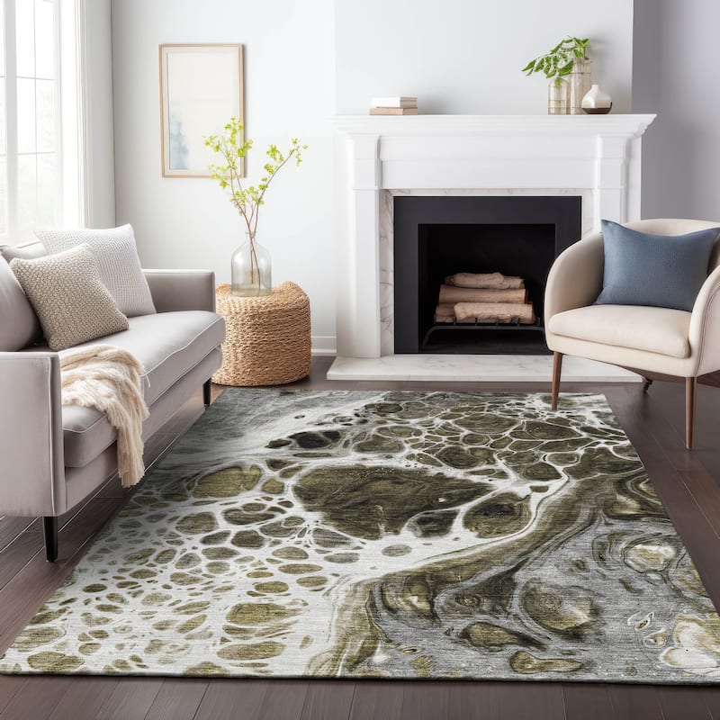 Premium Washable Super Soft Abstract Ink Mayfield Rug - Chocolate - 2' 6" x 3' 10" - Rectangle