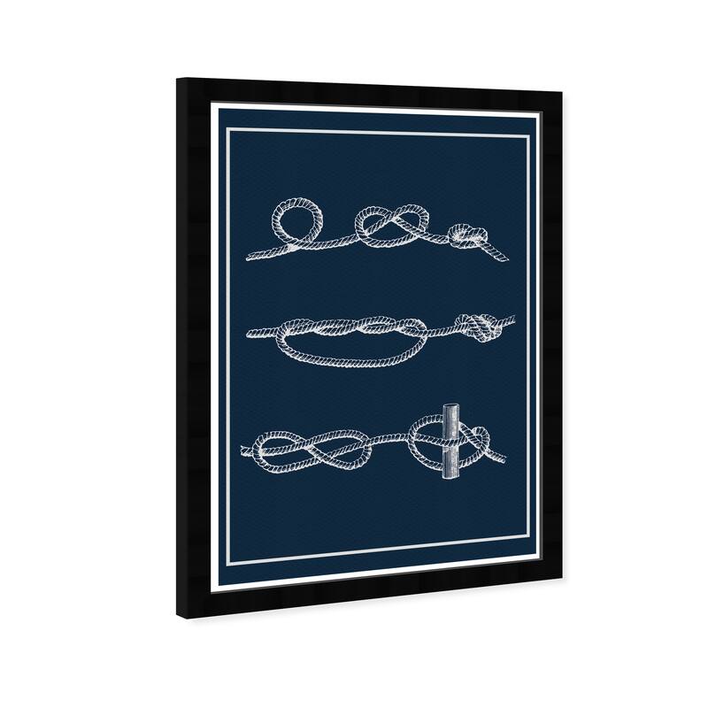 Wynwood Studio 'Nautic Knots B' Nautical and Coastal Wall Art Framed Print Nautical Sports - Black, White
