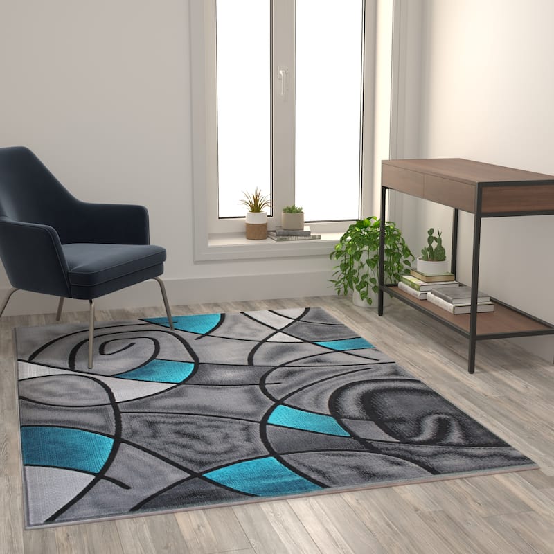 Modern Olefin Accent Area Rug - Abstract Pattern
