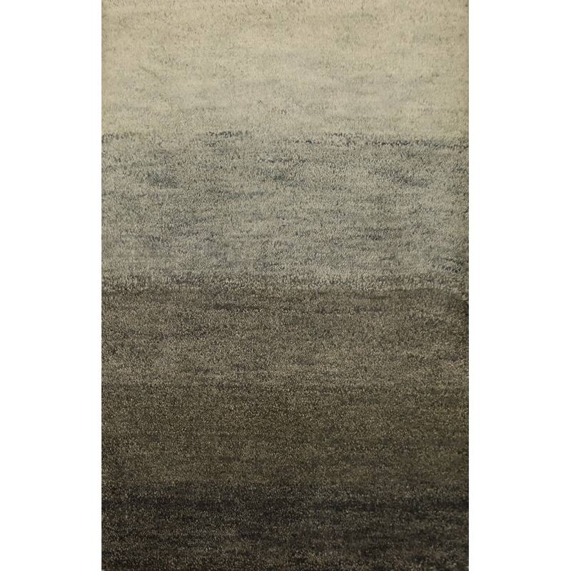 Hand Knotted Oriental 100% Wool Carpet Modern Modern Greys & Charcoal Gabbeh Area Rug - 3' 0'' X 2' 1''