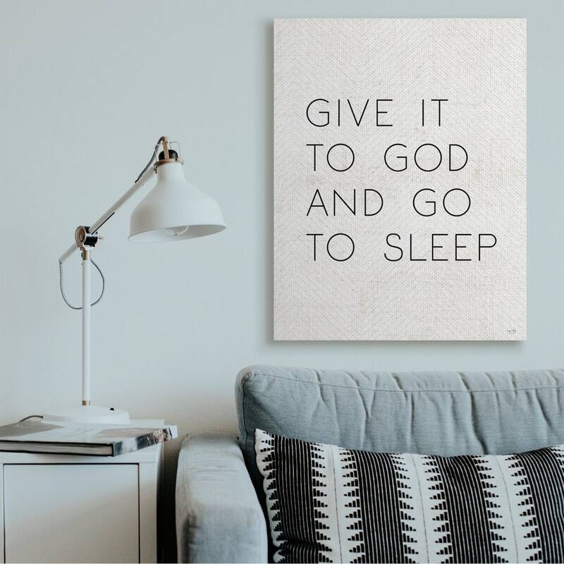 Stupell Give it to God and Sleep Faith Based Bedroom Quote Canvas Wall Art - Black