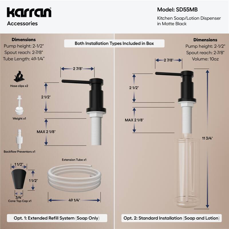 Karran SD55 Kitchen Soap/Lotion Dispenser