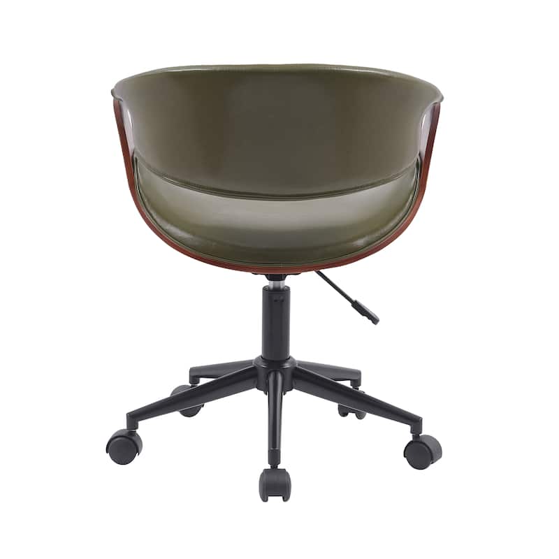 Porthos Home Elio Faux Leather Mid Century Office Chair with Black Metal Base