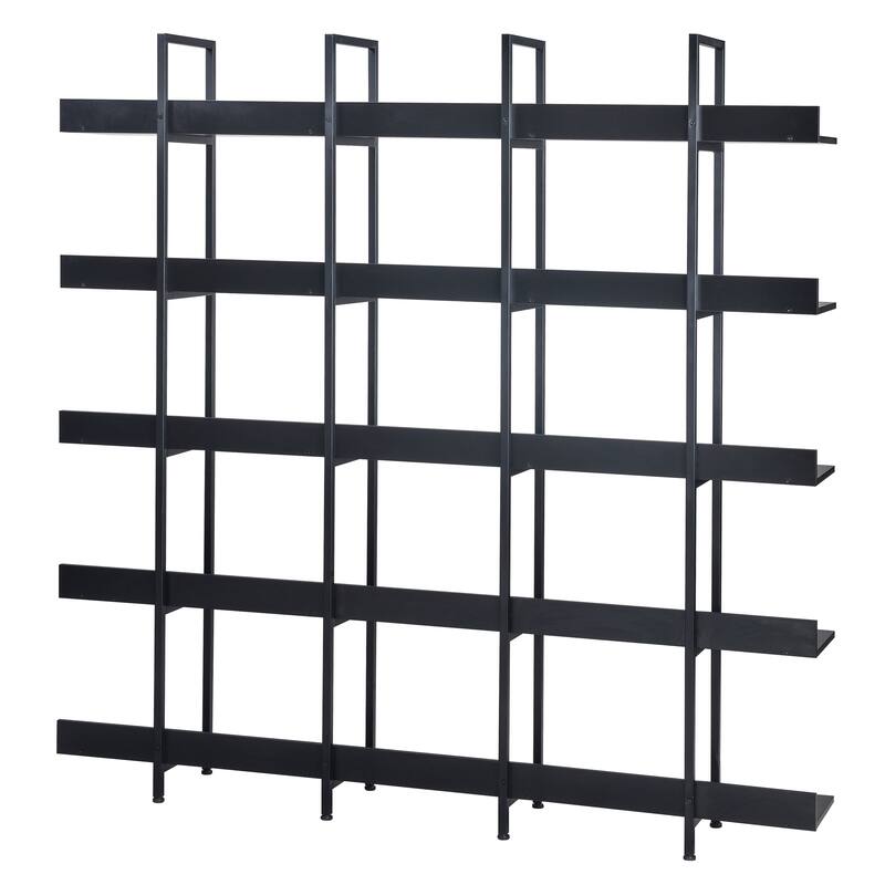 5 Tier Bookshelf Office Bookshelf Metal Frame MDF Board Industrial Style